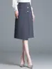 Saia Evasê Feminina Primavera Fenda Elegante Saia de Terno Primavera e Outono 2024 Outono e Inverno Comprimento Médio Novo Estilo da Moda