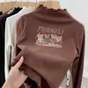 Camiseta térmica de forro polar para niña, cuello semi-alto, Otoño Invierno, Ropa interior cálida para niños, Top elegante para niña con cuello con volantes