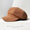 Gorra Octogonal de Pana Negra para Mujer, Otoño e Invierno, Estilo Retro Británico, Visera Curva, Gorra de Panadero Boina, Moda de Hong Kong