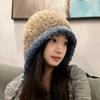 Gorro de felpa de moda de estilo coreano para mujer, otoño e invierno, con aspecto de cara pequeña y gran circunferencia de la cabeza, protección para las orejas, gorro de lana para exteriores, cálido y dulce, gorro frío.