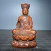 Figura Esculpida em Buxo Natural de Ksitigarbha Buda e Tang Sanzang Bodhisattva, Peça Decorativa para Uso Doméstico, Artesanato em Madeira Maciça para Altar Budista