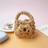Monedero de Peluche Tejido de Dibujos Animados Ins Bolsa Portátil para Almacenamiento de Cables de Auriculares Bolsa Linda de Niña para Almacenamiento de Joyas