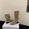 Botas largas de estilo western cowboy para mujer, con tacón grueso, punta cuadrada francesa, nuevas botas de tubo alto apiladas para otoño e invierno 2026