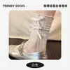 Calcetines de verano finos de encaje estilo miu para mujer, calcetines de malla huecos transpirables estilo ballet hasta la pantorrilla para niñas