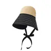 Sombrero de Sol de Ala Ancha para Mujer, Sombrero de Paja Transpirable de Verano para Viajes al Aire Libre, Sombrero con Lazo para Viajar