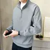 Moletom com Meio Zíper Masculino Primavera e Outono 2024 Novo Pulôver Engrossado Gola Casual Top Masculino Outono e Inverno