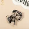 Pinza para el cabello de tela con lazo retro para niñas europeas y americanas Estampado de tela a cuadros Pinza todo incluido para bebé Accesorios para niños Venta al por mayor