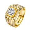 Varios Estilos de Anillos para Hombres de Negocios, Anillos Ajustables para Parejas, Chapados en Oro con Incrustaciones de Circonita, Anillos de Diamante para Hombres, Diseño Hueco para Exportación