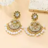 Pendientes Colgantes Florales Vintage Redondos Pavimentados con Diamantes Estilo Corte Francés Retro Diseño de Lote Pequeño Adornos para Orejas de Alta Gama