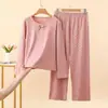 Conjunto Térmico Cálido para Mujer con Estampado Cepillado Nano, Polar Delgado, Lunares, Lazo, Lindo, Juvenil, Nuevo