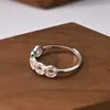 Anillo Liso de Plata Pura S999 con Diseño de Moneda Estilo Tendencia Nacional, Diseño de Nicho, Anillo Abierto Ajustable para Índice y Dedo Medio