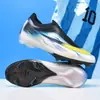 Cross-border seamless fly-knit football shoes for men and women, low-top AG long-studded outdoor turf TF cleat football shoes, in-stock wholesale