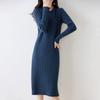Vestido de Punto 100% Lana Pura para Mujer, Vestido Largo Ajustado para Otoño e Invierno, Vestido Suéter de Manga Larga para Usar en Capas con un Abrigo