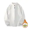 Sudadera estilo americano con cuello Henry para hombre, otoño/invierno 2025, polo de alta gama, camiseta de manga larga, top base para mujer