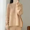 Nuevo Suéter de Punto Redondo de Lana Pura Otoño/Invierno 2026 Manga Larga para Mujer Crochet Hecho a Mano Suéter Holgado de Lana Top