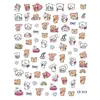 Nuevos en Stock Venta al por Mayor Pegatinas para Uñas Serie 3D en Relieve Ins Lindos Dibujos Animados Adhesivas Calcomanías para Uñas Graffiti