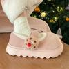 Zapatos Casuales de Algodón Simples con Velcro Estilo Chica Galleta Nariz Roja Nuevo Estilo de Invierno Botas de Algodón Cómodas para Mujer