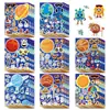 8 Personajes de Planetas Diferentes Lindos Personajes de Dibujos Animados Pegatinas de Rompecabezas Hecho a Mano DIY Pegatinas Educativas Interactivas para Niños