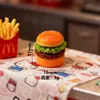 Miniatura Gato de Desenho Animado Hambúrguer Mini Hambúrguer Loja de Comida Brinquedo Chaveiro Pingente Grampo de Cabelo Elástico de Cabelo Acessórios