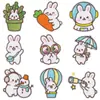 Patches divertidos de coelho bordados, cenoura, balão de ar quente, astronauta, patches de coelho bordados para jeans, ferro de passar para DIY