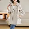 Gabardina corta para mujeres petite, nuevo estilo primavera y otoño 2026, súper elegante y con estilo, entallada en la cintura, chaqueta casual de moda