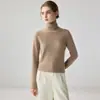 Nova coleção de outono suéter 100% caxemira pura para mulheres, gola alta, manga longa, macio e aconchegante, blusa de malha base versátil