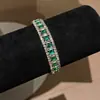 Elegância Esmeralda~Pulseira Aberta com Zircônia Incrustada, Estilo Corte Vintage, Pulseira Luxuosa com Design Único, Joia de Mão de Nicho para Mulheres