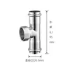 Conector T de Rosca Interna em Aço Inoxidável 304 Padrão Nacional, Conector T Horizontal para Tubo de Água, T de Aço Inoxidável com Dupla Crimpaggem