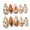Comercio Exterior Transfronterizo 24 Piezas Dibujos Animados Lindo Zanahoria y Conejo Blanco Dulce Arte de Uñas Portátil Pegatinas de Uñas Postizas