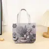 Bolso de Lona Nuevo Bolso Bordado Jacquard Estilo Étnico Bolso de Trabajo Casual con Cremallera Bolso Pequeño de Mano para Mujer