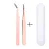 Pinzas para Pestañas Postizas Pinzas para Uñas Artísticas DIY Pinzas para Técnicos de Pestañas Pinzas para Extensiones de Pestañas Punta Curva Punta Recta