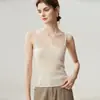 Camisola de Cachemira para Bebé Estilo Nuevo Otoño Invierno para Mujer Cuello en U Moda Delgado Sin Mangas Capa Interior Chaleco Camisa Base de Punto