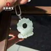 Jade de Seda Dorada Natural de Xinjiang con Patrones de Flores Flotantes, Colgante de Jade Hebilla de Paz Verde de Tianshan, Colgante de Color Jadeita con Cordón Trenzado Estilo Chino Nuevo Qipao