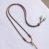 Cordão com pingente de jade hetian trançado feito à mão, cordão ajustável com pingente de jadeíte, fivela segura, colar com pingente de jade, corda feminina
