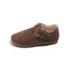 Zapatos de Algodón para Niños 2025 Invierno Nuevo Estilo Zapatos para Niños Zapatos de Cuero para Niñas con Algodón y Forro Polar Añadido Zapatos Tipo Birkenstock para Bebé Zapatos de Suela Blanda