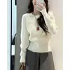 Camisa base de tricô de caimento solto para mulheres, novo estilo outono/inverno 2026, suéter rosa estilo coreano super fofo