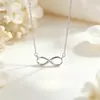 Corrente de Prata de Lei S925 Amor Infinito Clavícula para Mulheres, Design Geométrico Estiloso e Simples, Requintado Colar da Sorte Figura Oito