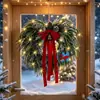 Bestseller Amazon transfronteiriço Guirlanda de pinho Norfolk com bagas vermelhas e laço de Natal Decoração de Natal decoração de casa