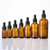 Botella de aceite esencial marrón con gotero, botella de vidrio de 5 ml a 100 ml, botella gotero, botella dispensadora de aceite esencial cosmético a prueba de luz