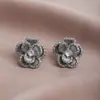 Novedad Primavera Verano 2025 Estilo Corazón Circonita Estilo Retro Hong Kong Flores Pendientes Diseño Nicho Pendientes de Gama Alta Elegantes