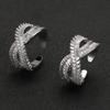 Comercio exterior transfronterizo nuevo lujo europeo y americano cruz anillo abierto para mujer diamante completo micro incrustado anillo de circonita accesorios de bola