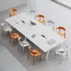 Mesa de conferencias, mesa larga, juego de mesa y sillas modernas simples para sala de conferencias, mesa pequeña para discusión y capacitación, escritorio largo para lectura y oficina