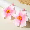 Joias Europeias e Americanas, Brincos de Flor de Hibisco em Tecido Artificial Multicolorido Doce, Brincos de Flor Degradê Estilo Feriado