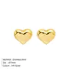 Brincos St.Delan Estilo Novo Japonês e Coreano Banhados a Ouro em Formato de Coração Brincos de Amor em Aço Inoxidável Brincos Simples da Moda Atacado