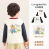 Kaka Panda Roupas Infantis Camiseta de Manga Longa para Meninos Camada Base de Outono para Meninas Top Estilo Primavera/Outono para Bebê Roupas de Outono Infantis