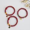 Pulseira Atacado Top de Linha Cinábrio Natural Banhada a Ouro Cobre Pixiu da Sorte Mineral Bruto Areia Dourada Roxa Pulseira Estilo Chinês Pulseira Feminina