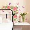 Fun-D93 Rosa Acuarela Enredadera de Rosas Mariposa Dormitorio Estudio Hogar Embellecimiento de Pared Pegatinas de Pared Mayoreo