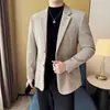 Novo Terno Masculino de Lã Outono e Inverno Moda Casual Elegante Jaqueta de Terno Estilo Coreano Slim Fit Tamanho Grande Terno