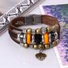 Fábrica Punk Direto Pulseira de Couro com Contas Retrô Moda Dongdaemun Coreia do Sul Pulseira de Couro Simples Celebridade da Internet