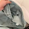 Jeans Feminino de Cor Clara com Hotfix, Perna Larga, Novo Design Primavera/Outono 2025, Cintura Alta, Afunilado, Perna Reta